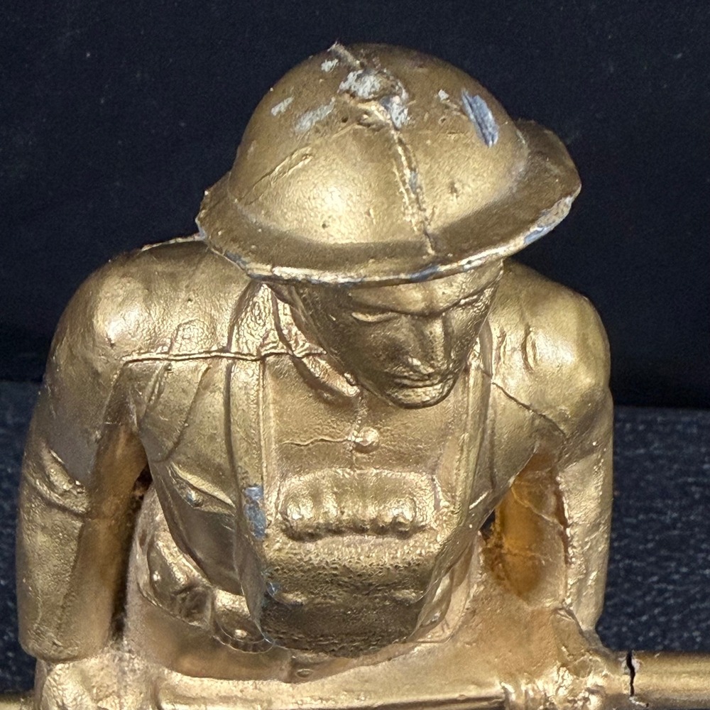 George Dilboy WWI Doughboy Soldier Statue Cast Metal Gold Tone Vintage 5.5" - Picture 13 of 15
